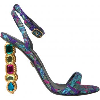 Dolce & Gabbana Multicolor Jacquard Crystals High Heel Sandals - EU38/US7.5