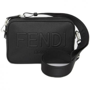 Men's Fendi Roma Camera Case in Black | 7M0286AMAC, Black Leather Shoulder Bag with Logo, Cross Body Bags, male, Size: ONE SIZE