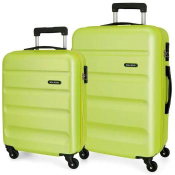 Roll Road Flex Juego de maletas Verde 55/65 cms Rígida ABS Cierre combinación 91L 4 Ruedas Equipaje de Mano