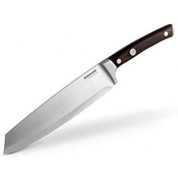 BURNHARD Cuchillo Profesional para Carne con Mango de Madera Pakka y Protector de Hoja de Cuero, Hoja de Acero al Cromo-molibdeno - Cuchillos de Cocina Ragnar