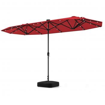 13-Foot Twin Patio Umbrella with Solar LED Lights