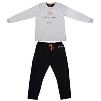 Aznar Innova s.a. National Geographic - Pijama de hombre y niño, de manga larga, de algodón Melange Grey - 54804 L