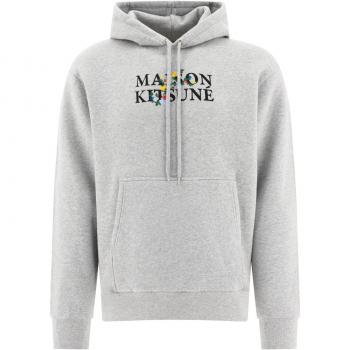 Men's Maison Kitsuné Flowers Hoodie in Grey - Size Large - LM00708KM0307H120