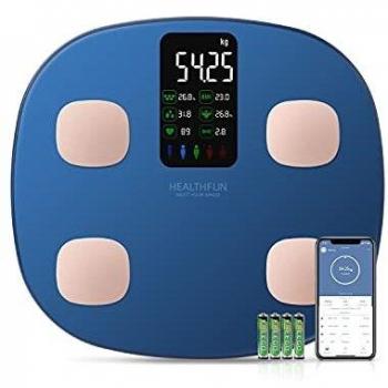Báscula Grasa Corporal, Healthfun Báscula de Baño, Báscula Digital Analizar Más de 15 Funciones