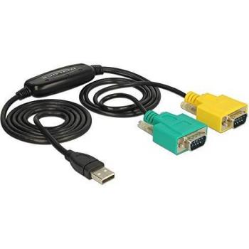 Adaptador USB 2.0 Tipo A a 2x DB9 RS-232, Cable de Interfaz de 1.5 m