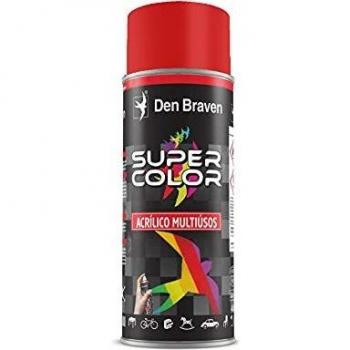 Den Braven, Pintura Acrílica en Spray Multiusos de Uso Profesional y Doméstico, Para interiores y exteriores, Secado rápido y Acabado Brillante, Supercolor, Rojo Fuego RAL 3020, Bote 400 ml