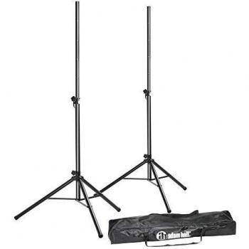 Adam Hall - SPS 023 SET: Soportes de Altavoz Tripode de Suelo en Aluminio Negro Ajustables en Altura con Seguridad