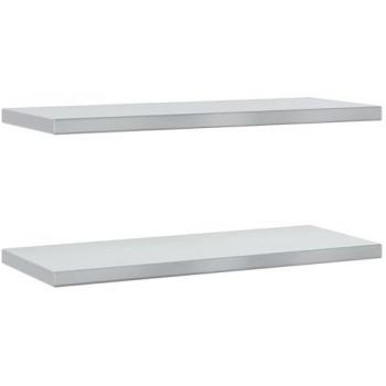 Estantes de pared 2 piezas de acero inoxidable plateado 75x30x3 cm, estante flotante, estante flotante de pared, estante de cuarto de servicio