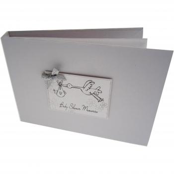 tarjetas de algodón blanco Intervalo de valores Baby Shower Recuerdos Bebé Cigüeña Diseño Tiny Valor Album