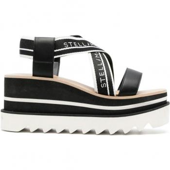Stella McCartney Women's Sneak Elyse Striped Platform Sandals in Black | Size 40 | 810162E000151065