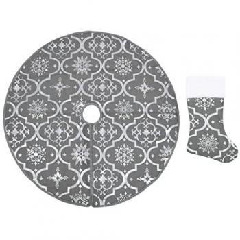 Falda del árbol de Navidad de lujo con calcetín tela gris 150cm