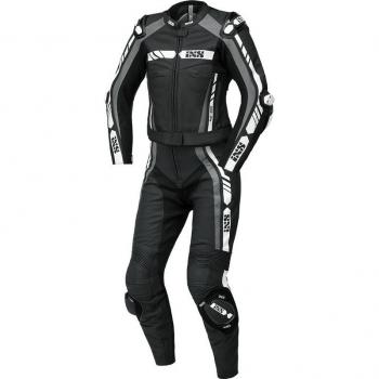 iXS Mono de Cuero para Mujer RS-800 2 piezas - Traje de motocicleta en color negro, gris y blanco, talla 38