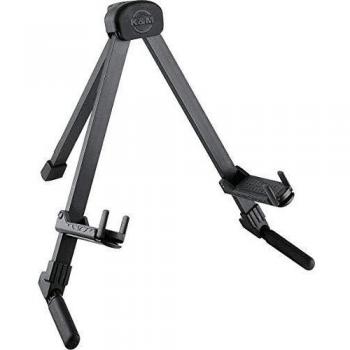 K&M Memphis Travel Guitar Stand 17550 - Portable, Adjustable, Black Anodized Finish