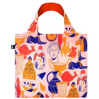 Bolsa LOQI Kimberly Carpenter Ancient Artefacts, tipo: bolsa reutilizable, características: diseño exclusivo de la colección Museo, fabricada en poliéster reciclado, resistente y ligera, capacidad para llevar hasta 20 kg, lavable a máquina