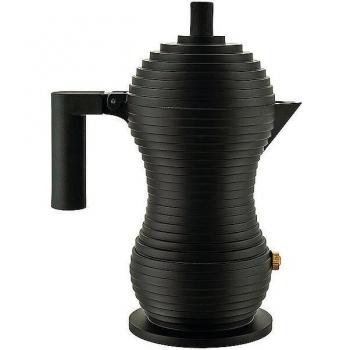 Cafetera Espresso Alessi Pulcina 1 Taza, Diseño en Aluminio Fundido, Color Negro