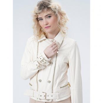 Guess Leather Jacket Beige Female Size XS