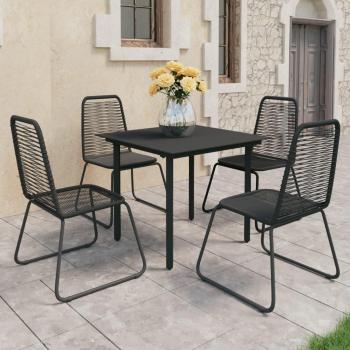 5-Piece Black PVC Rattan Garden Dining Set