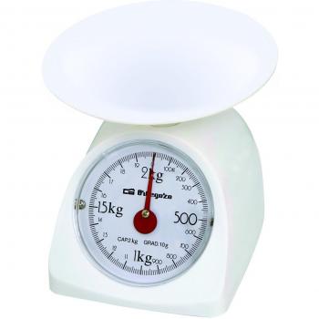 Báscula de Cocina Mecánica Orbegozo PC 1015, Capacidad Máxima 2kg, Escalado de 10g, Superficie de Plástico Liso
