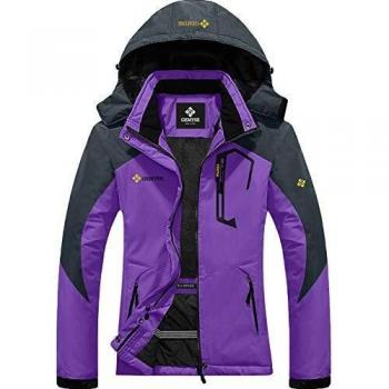 GEMYSE Chaqueta de Esquí Impermeable de Montaña para Mujer Abrigo de Invierno de Lana Antiviento con Capucha