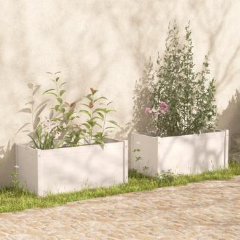 White Solid Pine Garden Planters 2 pcs 100x50x50 cm
