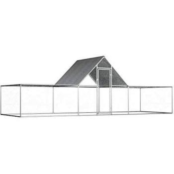 vidaXL Chicken Coop 6x2x2 m Galvanised Steel