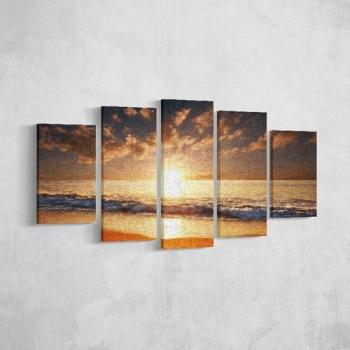 Impresión sobre Lienzo Puesta de Sol sobre el Mar 2, Poliéster Multicolor, 100x3x60 cm