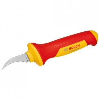 Cuchillo pelacables aislado VDE Bosch Professional con hoja de gancho en forma de hoz y cuchilla de acero S2