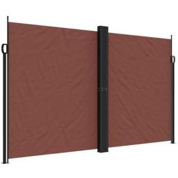 Toldo lateral retráctil marrón 200x1000 cm, resistente al agua, protección contra rayos UV, ideal para jardín, patio y balcón