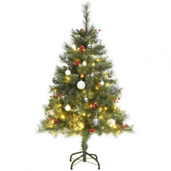 Hinged Artificial Christmas Tree with 150 LEDs and Ball Set - 150 cm