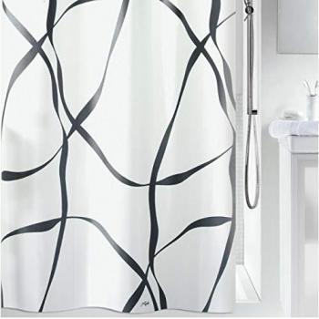 Cortina de Ducha Spirella 180x200cm de Poliéster Blanco y Negro Efecto Perla