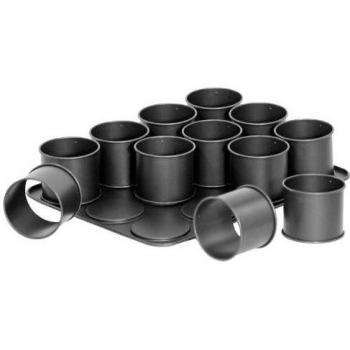 Zenker Bandeja 12 Mini Pasteles Black Metallic, Acero con Revestimiento Antiadherente Teflon Classic, Negro