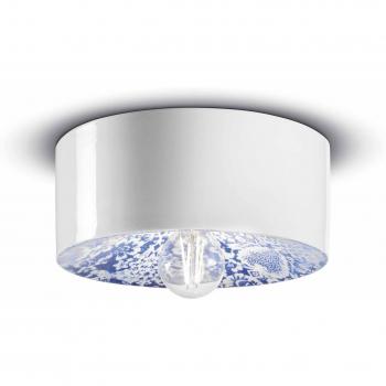 Plafón Floral Ferroluce Ø 25 cm Azul/Blanco