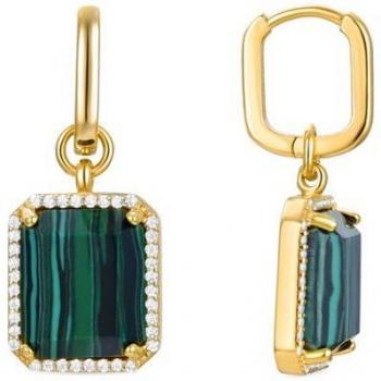Pendientes de Plata de Ley 925 con Malaquita y baño de oro amarillo - Kakan Luxenter