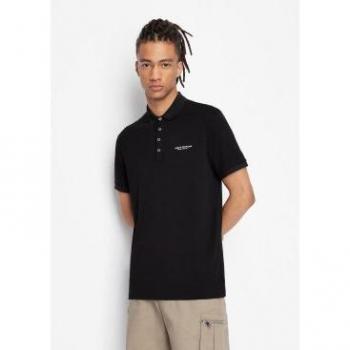 Armani Exchange Men's Short Sleeve Polo Shirt - Black - Size L