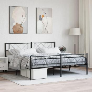 vidaXL Metal Bed Frame without Mattress with Footboard Black 193x203cm