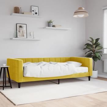 Sofá cama terciopelo amarillo 90x200 cm con colchón