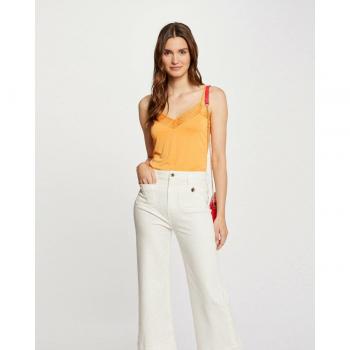 Top de mujer naranja de tirantes finos con encaje - Morgan 221-BETTY Ajuste Regular