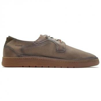 Zapato Casual de Hombre Fluchos Leo, Cordón Elástico, Blucher de Piel, Plantilla Extraíble, Suela de Goma, Color Marmota, Talla 40