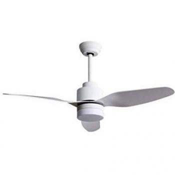 TODOLAMPARA - Ventilador de techo con luz LED 18W modelo GERONA Blanco, 3 tonalidades de luz con memoria, 3 aspas, 3 velocidades, control remoto, temporizador, tamaño mediano