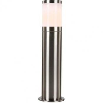 Lámpara de pie exterior Xeloo IP44, acero inoxidable y plástico opal, 1xE27 60W, altura 50 cm