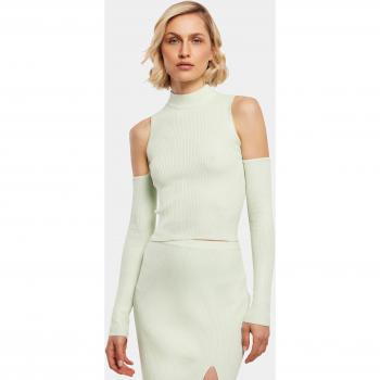 Urban Classics Women's Light Mint Rib Knit Cut Out Sleeve Longsleeve Sweatshirt