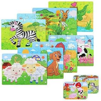 BBLIKE 8 puzles Infantiles de 112 Piezas de Madera en 2 Cajas, con Dibujos de Animales, Juguete Montessori Ideal como o cumpleaños