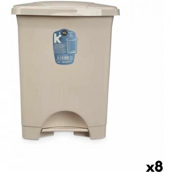 Papelera con Pedal Beige Plástico 10 L (8 Unidades)