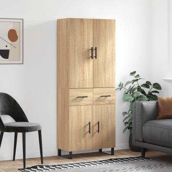Aparador alto de madera contrachapada color roble 69,5x34x180 cm