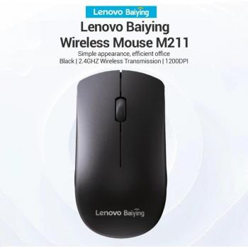 Ratón inalámbrico óptico ergonómico Lenovo M211 2,4 GHz con receptor USB para ordenador portátil y de sobremesa negro