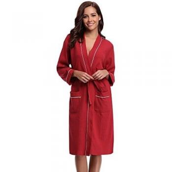 Aibrou Batas Mujer Invierno Unisex Albornoz Mujer Hombre Primavera Verano con Cinturón, Muy Suave Cómodo Fino Ligero y Agradable para Hombre o Mujer