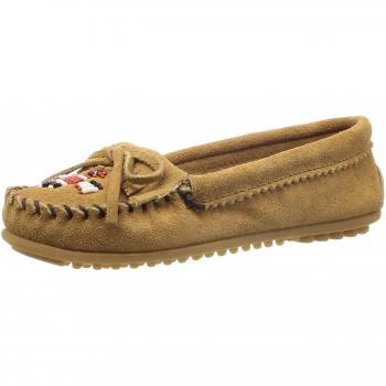 Minnetonka thunderbird ii 607t mocasines de ante para mujer color beige talla 42