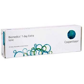 Biomedics 1-Day Extra Toric Lentes de contacto tóricas diarias, R 8.7, D 14.5, -0.25 dioptría, cilindro -1.75, eje 180-30 lentillas