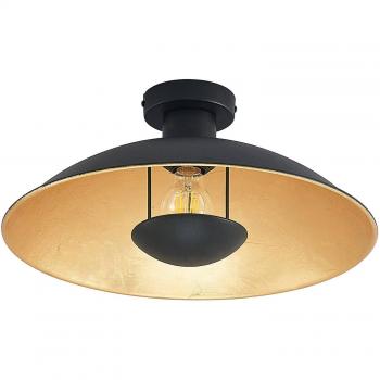 Lámpara de techo Lindby Narisara, moderna, negro-oro, 40 cm, hecha de metal, 1 llama E27 para salón y comedor