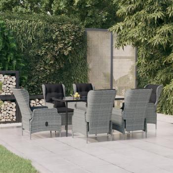 7-Piece Light Gray Poly Rattan Garden Dining Set